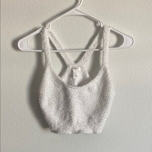 Cozy White Fuzzy Tank Top
